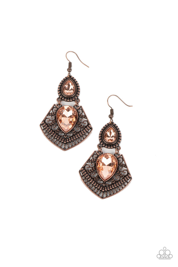 Paparazzi Jewelry Royal Remix - Copper Earrings - Pure Elegance by Kym
