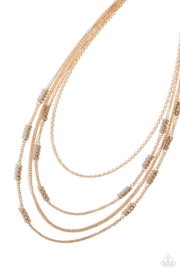 Paparazzi Jewelry Metallic Monarch - Gold Necklace - Pure Elegance by Kym