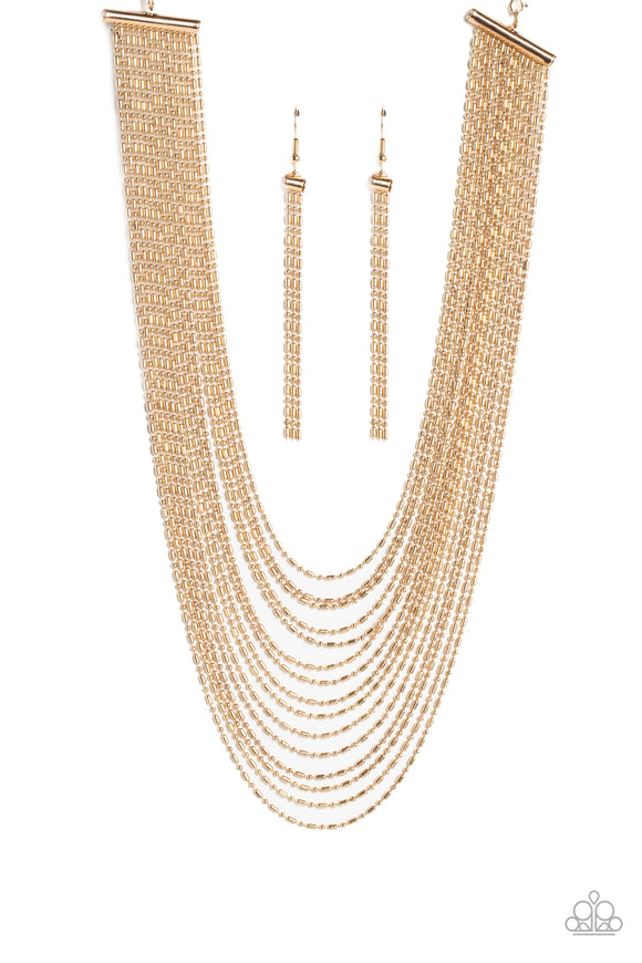 Paparazzi Jewelry Cascading Chains - Gold Necklace - Pure Elegance by Kym