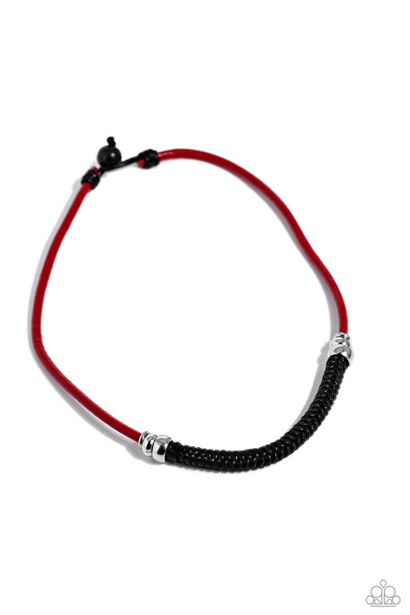 Paparazzi Jewelry Corded Chivalry - Red Men's Necklace - Pure Elegance by Kym