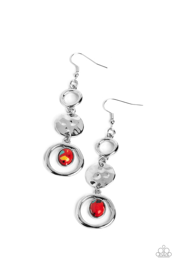Paparazzi Jewelry Marble Montage - Red Earrings - Pure Elegance by Kym