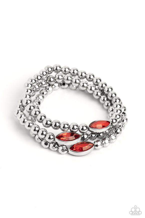 Paparazzi Jewelry Twinkling Team - Red Bracelet - Pure Elegance by Kym