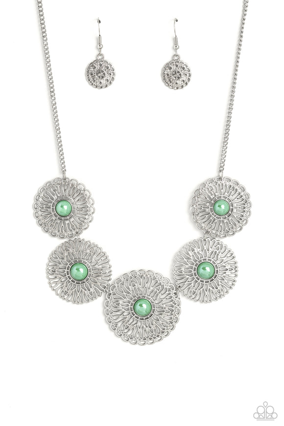 Paparazzi Jewelry Chrysanthemum Craze - Green Necklace - Pure Elegance by Kym