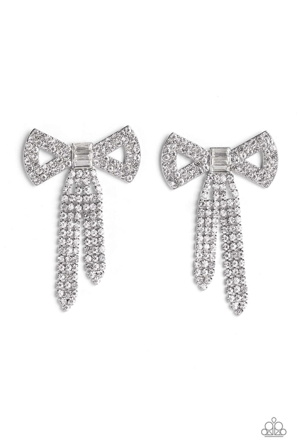 Paparazzi Jewelry BOW With It - White Earrings - Pure Elegance by Kym