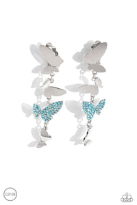 Paparazzi Jewelry Flying Flashy - Blue Clip On Earrings - Pure Elegance by Kym