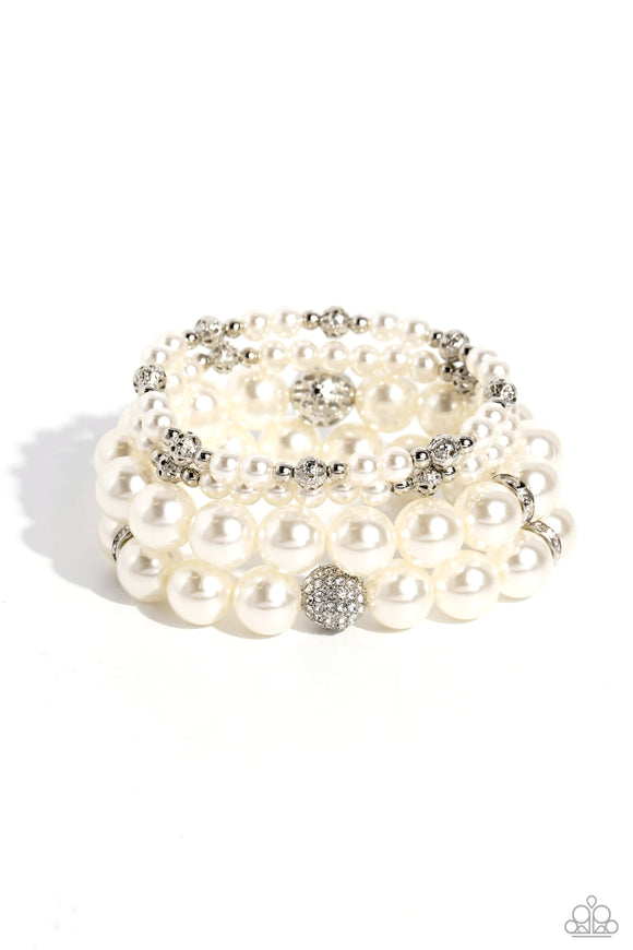 Paparazzi Jewelry Vastly Vintage - White Bracelet - Pure Elegance by Kym
