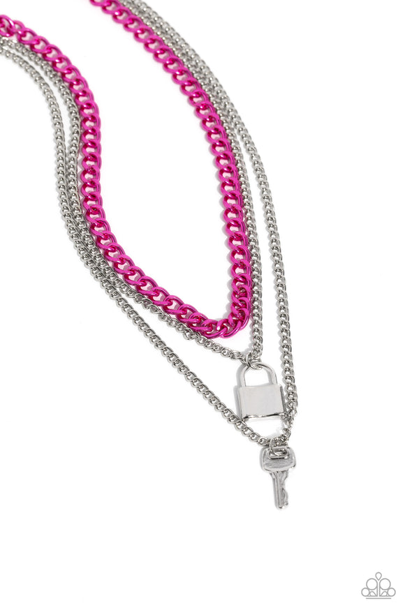 Paparazzi Jewelry Locked Labor - Pink Necklace - Pure Elegance by Kym