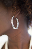 Paparazzi Accessories GLITZY By Association White Blockbuster Hoop Earring - Pure Elegance by Kym