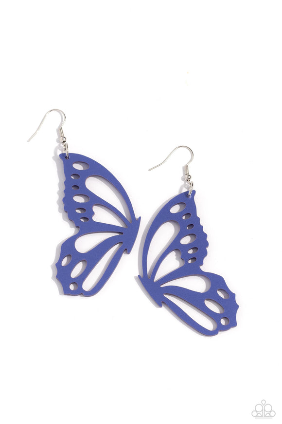 Paparazzi Jewelry WING of the World - Blue Earrings - Pure Elegance by Kym