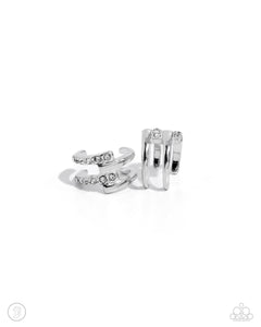 Paparazzi Jewelry Glittery Glow Up -White Cuff Earrings - Pure Elegance by Kym