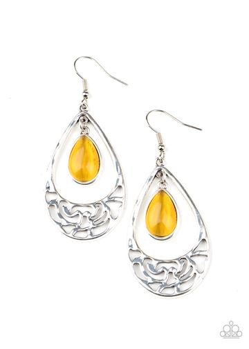 Paparazzi Accessories DEW You Feel Me? Yellow Earring - Pure Elegance by Kym