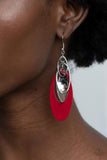 Paparazzi Jewelry Ambitious Allure - Red Earring - Pure Elegance by Kym
