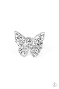 Paparazzi Jewelry Bright-Eyed Butterfly - White Ring - Pure Elegance by Kym