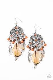 Paparazzi Accessories Desert Plains Orange Earring - Pure Elegance by Kym