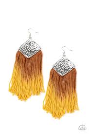 Paparazzi Accessories DIP the Scales Yellow Earring - Pure Elegance by Kym