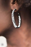 Paparazzi Jewelry Blockbuster GLITZY By Association - Gunmetal Hoop Earring - Pure Elegance by Kym
