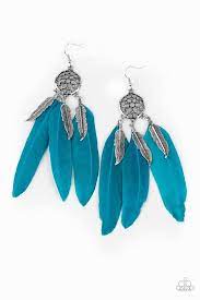 Paparazzi Accessories In Your Wildest DREAM-CATCHERS Blue Earrings - Pure Elegance by Kym