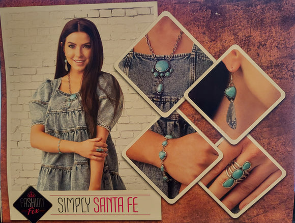 Paparazzi Accessories Fashion Fix  Mar 2021 Simply Santa Fe Blue Complete Set - Pure Elegance by Kym