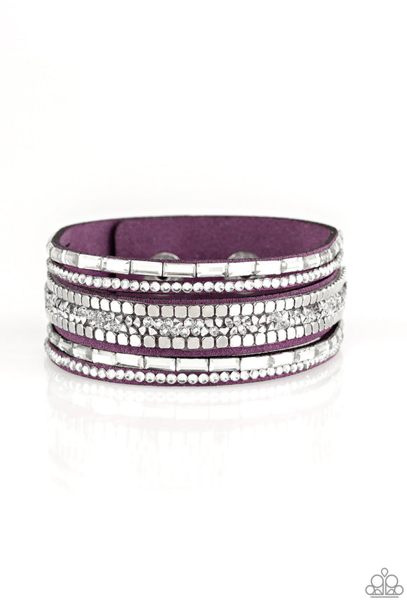 Paparazzi Accessories Rebel in Rhinestones Purple Bracelet - Pure Elegance by Kym