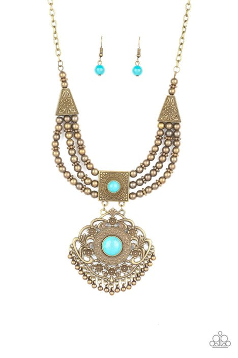 Paparazzi Jewelry Santa Fe Solstice - Brass Necklace - Pure Elegance by Kym