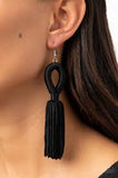 Paparazzi Accessories Tassels and Tiaras Black Earring - Pure Elegance by Kym