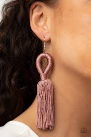 Paparazzi Accessories Tassels and Tiaras Pink Earring - Pure Elegance by Kym