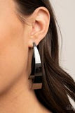Paparazzi Accessories Underestimated Edge Black Post Earrings - Pure Elegance by Kym