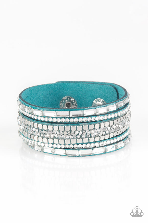 Paparazzi Accessories Rebel in Rhinestones Blue Bracelet - Pure Elegance by Kym