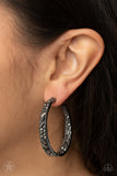 Paparazzi Jewelry Blockbuster GLITZY By Association - Black Hoop Earring - Pure Elegance by Kym