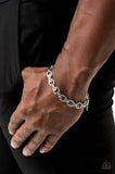 Paparazzi Accessories Gridiron Grunge Silver Bracelet - Pure Elegance by Kym