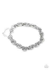 Paparazzi Accessories Gridiron Grunge Silver Bracelet - Pure Elegance by Kym