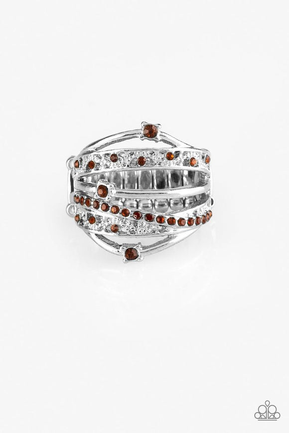 Paparazzi Accessories Making the World Sparkle Brown Ring - Pure Elegance by Kym