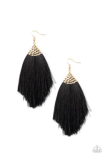 Paparazzi Accessories Tassel Tempo - Black Earring - Pure Elegance by Kym