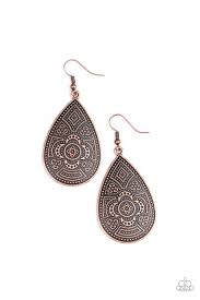 Paparazzi Accessories Tribal Takeover Copper Earrings - Pure Elegance by Kym